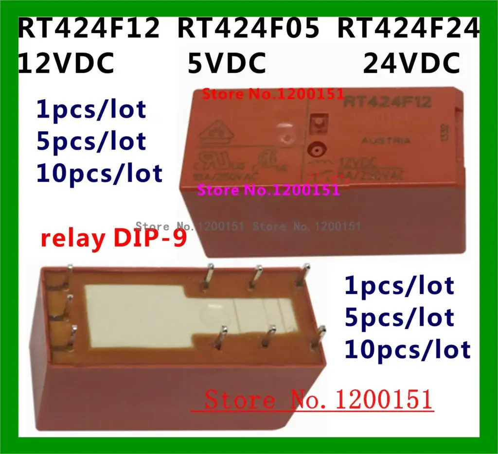 Rt424f05 5vdc Rt424f12 12vdc Rt424f24 24vdc Relay Dip 9