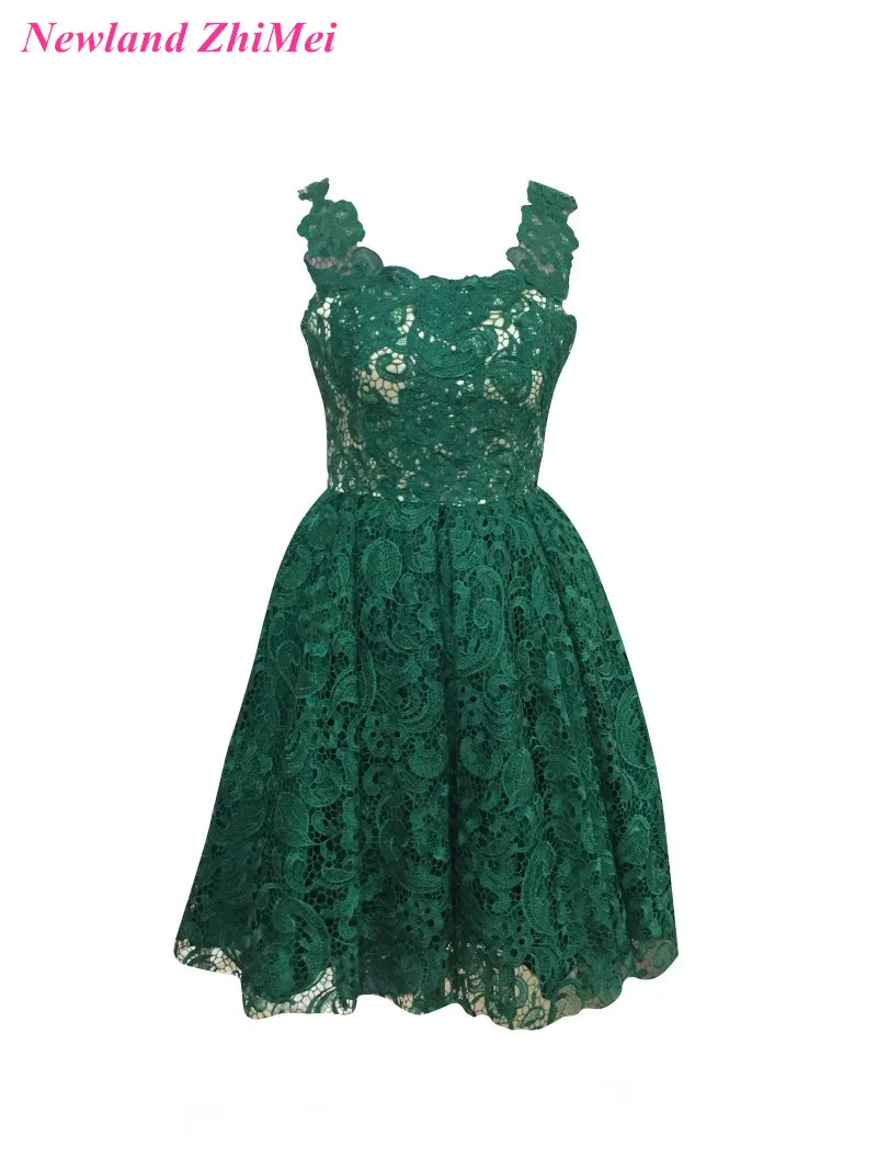 Great Design Emerald Green Lace Cocktail Dresses 2017 Knee Length U