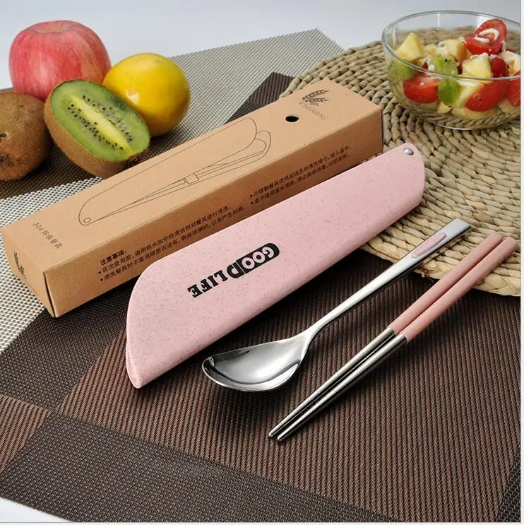 Nordic-Color-Wheat-Straw-Dinnerware-Set-Portable-Outdoor-Camping-Picnic-School-Kids-304-Stainless-steel-Tableware