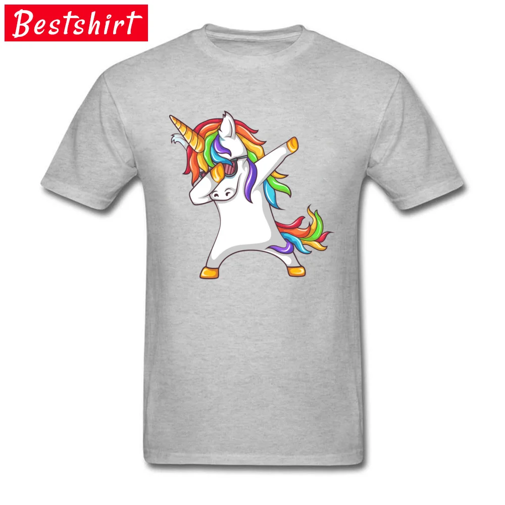 Pure Cotton Men's Short Sleeve Dabbing Unicorn T Shirts Family Tops & Tees Brand Camisa O Neck Clothing Shirt Free Shipping Dabbing Unicorn grey