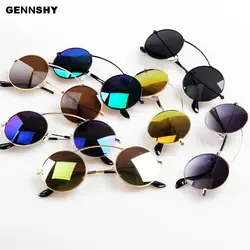Ретро Металлические Круглые Солнцезащитные очки женские классические мужские солнцезащитные очки в стиле стимпанк модные брендовые