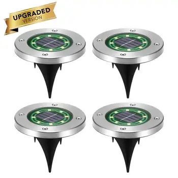 

4pcs 8 LED Underground Light IP67 Waterproof Solar Powered Floor Buried Light Stainless Steel Garden Lamp for Yard Corridor Lawn