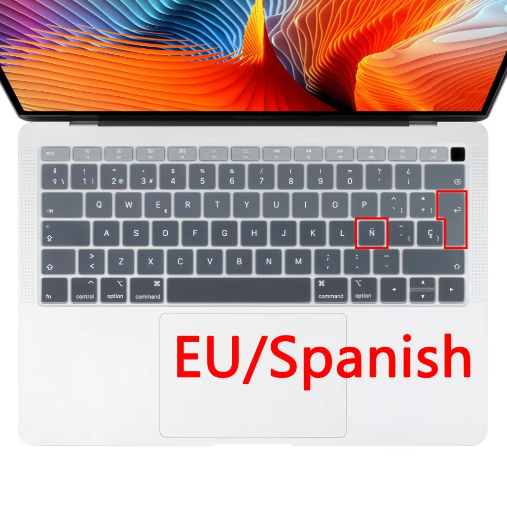 ЕС введите испанскую накладка на клавиатуру стикер для Macbook Air 13 с сенсорным ID A1932 тоньше защитная обложка для клавиатуры