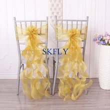 SH098D SKFLY дешево удивительный фиолетовый красный темно-синий, золотой белый слоновой кости розовый курчавая ива органза стул пояса