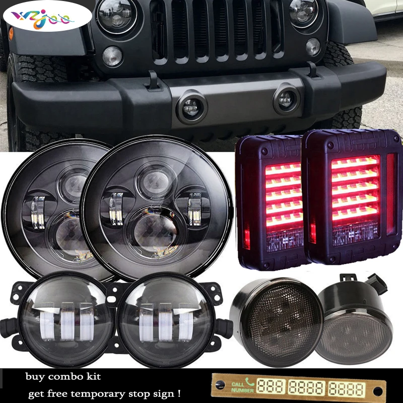 WZJOO 2x7 дюймовый светодиодный головной светильник + 2x4 дюйма фонарь 2 x s 2x поворотник