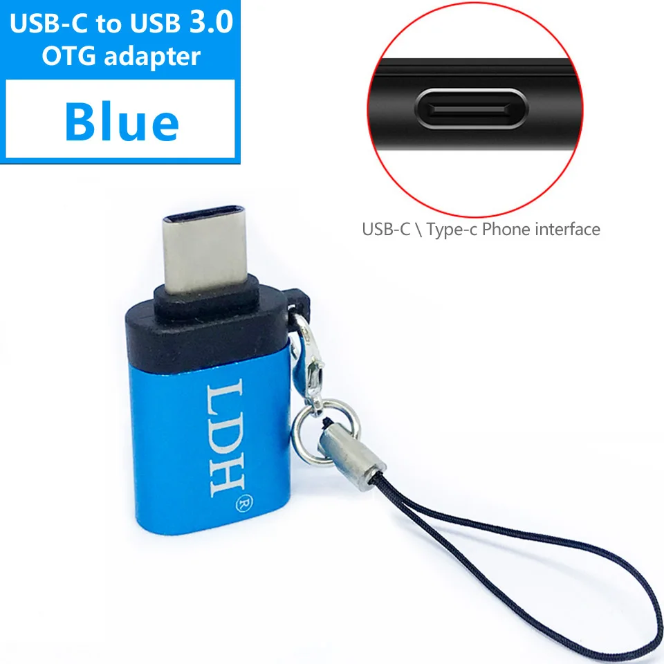 OTG type-c usb c адаптер micro type c usb-c 3,1 usb 3,0 зарядный преобразователь данных для samsung s8 s9 note 8 huawei sony one plus usbc - Цвет: USB-C 3.0 OTG Blue