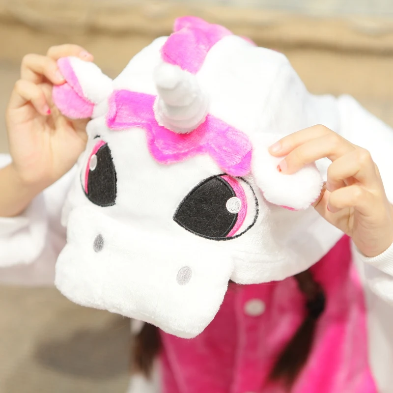 Kigurumi/зимние пижамы для детей Детский костюм с единорогом девочек одежда сна