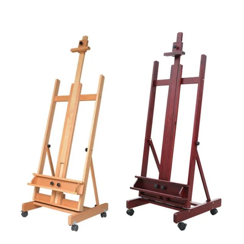 Floor type large wooden beech oil painting easel rack wooden real