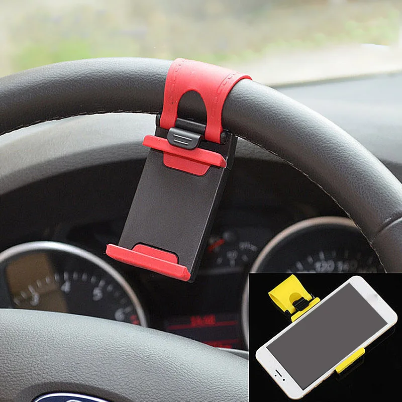 

Fashion Mobile Phone Stent Vehicle-mounted Steering Wheel Phone Holder Universal Support Smartphone 5Colors Multifunction