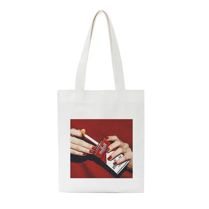 Новинка лета, женская сумка на плечо из парусины с мультяшным принтом в стиле Харадзюку, с забавными буквами, модные повседневные сумки-тоут - Цвет: 1