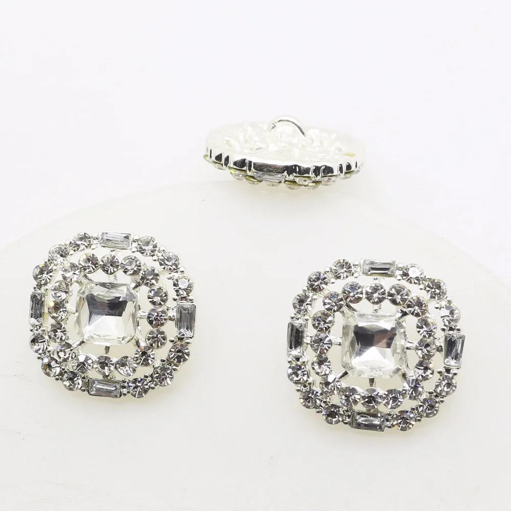 VTG 10 Rhinestone Buttons Sewing Findings Czech Button Lot