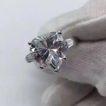 

Size 4-10 Sparkling Luxury Jewelry 925 Sterling Silver Big Heart Shape 5A Zirconia Party Enternity Women Wedding Star Band Ring