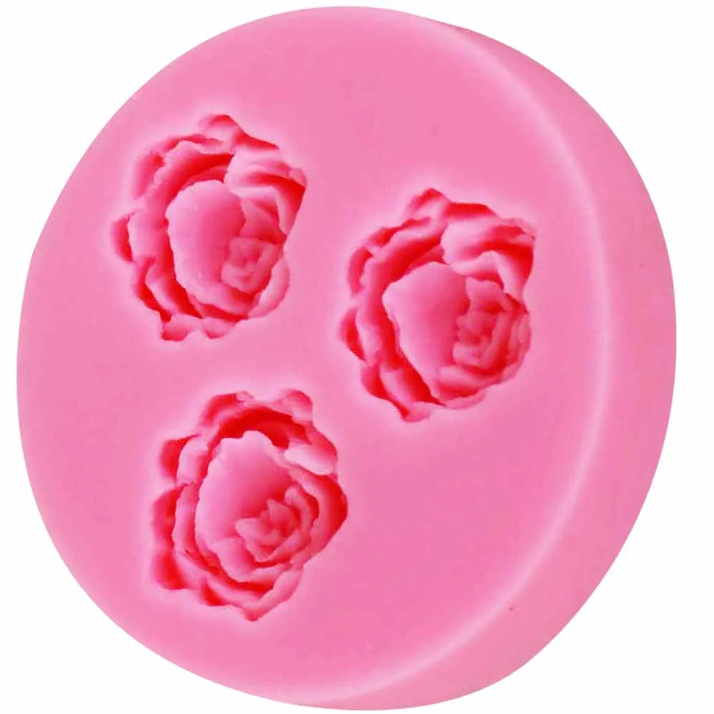 Byjunyeor DIY Roses Flower Soft Silicone Mold Fondant Sugarcraft Cake Decorating Tools Mini M783
