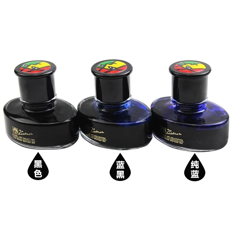 Fountain Pen Ink 50ml Authentic Water Color Pure Black/Blue Black Ink Fountain Pen Watercolor Ink Whiteboard Carbon Pimio Water