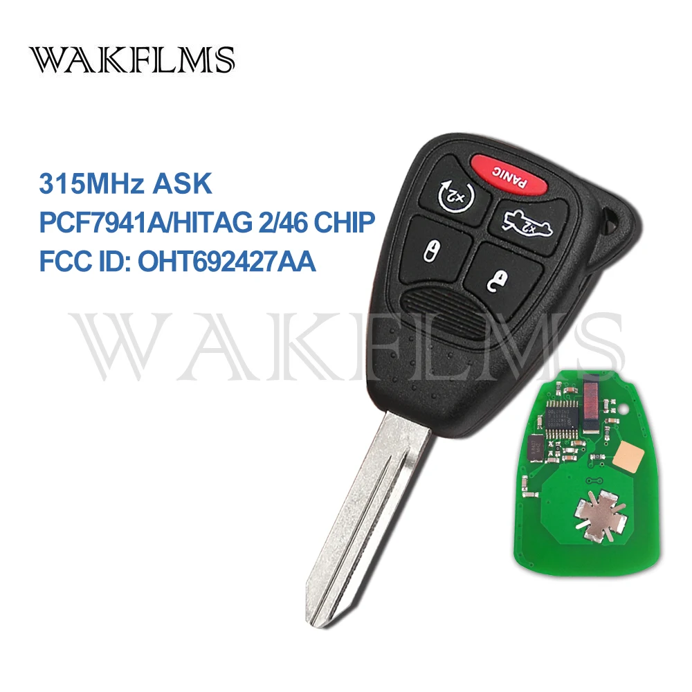 5 кнопок дистанционного ключа автомобиля 315 МГц для Chrysler/JEEP/DODG 300 200 седан Aspen Sebring с PCF7941A HITAG 2 46 чип OHT692427AA