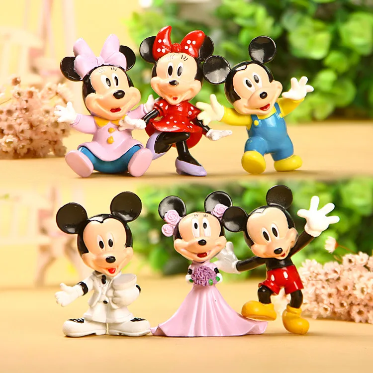 

Disney Cartoon Anime Toys 6pcs/Lot Pvc Kawaii Mickey Minnie Mouse Donald Duck Action Figure Classic Toys For Boys Girls Gift
