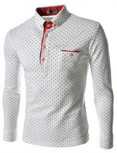 ZOGAA новая английская Мода с волнистыми точками Мужская саморазвитие с длинными рукавами Tide Повседневная рубашка в горошек мужская одежда - Цвет: Белый