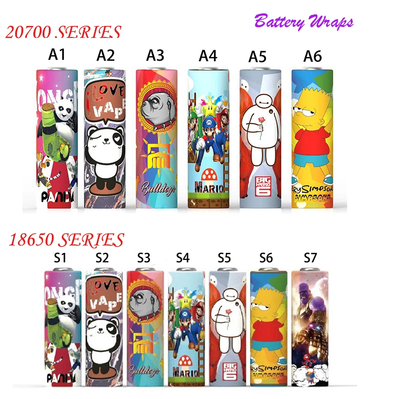 

1PCS Colorful 18650/20700 Battery Wrapper PVC Heat Shrink Tube Battery Skin Sticker 30mm wide Anime Skin Sticker