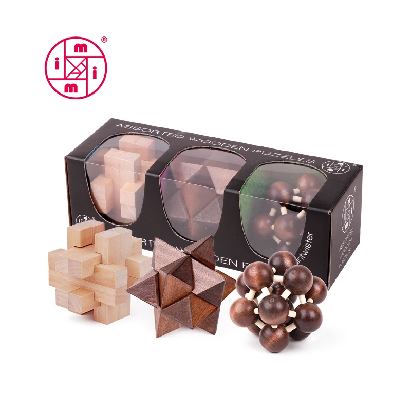 

MITOYS 3PCS/Set 3D wooden puzzle for children adult puzzle wood iq puzzle brain teaser educational toys for children mind games