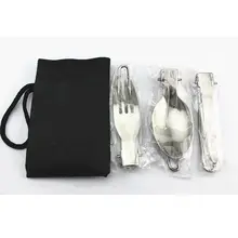 Outdoor Dinnerware (Fork / Spoon / Knife ) Camping Stainless Steel Folding Pocket Kits for Hiking Survival Travel portable pocket stainless steel folding fork spoon knife dinner set random color