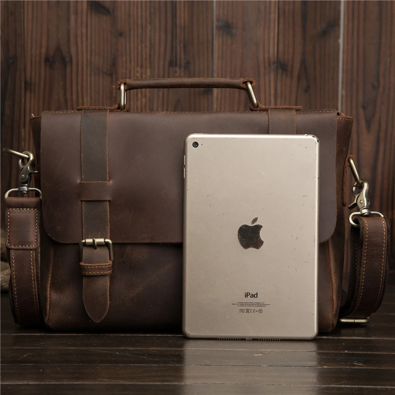 Tanie Mężczyźni Oil woskowa skóra w starym stylu walizka biznesowa Laptop teczka na dokumenty moda Attache torba Tote Portfolio 2032 2