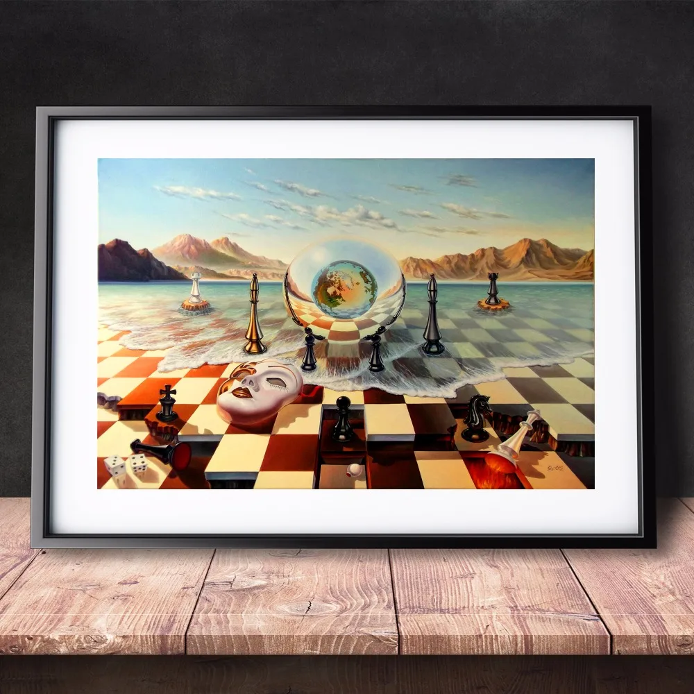 Surreal-City-Chess-Beach-Set-Canvas-Art-Print-Painting-Poster-Wall-Pictures-For-Living-Room-Home (1)