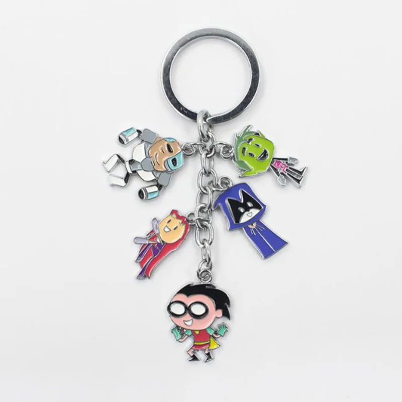 

1 Pc Cute Anime Teen Titans Go Keychain Alloy Pendant Keyring Cosplay Figure Toy for Kids Gift