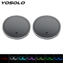 YOSOLO, 2 шт., Противоскользящий коврик, автомобильный, RGB светильник, коврик, атмосфера, переключаемый, USB зарядка, автомобильный подстаканник, нижняя накладка, светильник, подставка для напитков