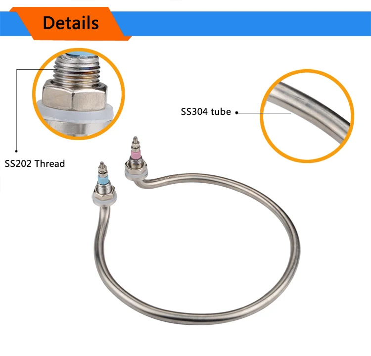 2 кВт 220 В нагревательный элемент катушки для вареной воды ведро круглой формы тепловые трубки для электрического отопления котла