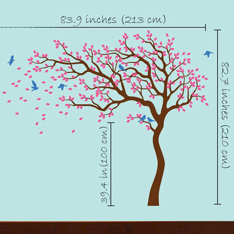 Большие винтажные настенные наклейки с белыми деревьями и птицами, съемные настенные наклейки для детской комнаты, украшение для гостиной, домашний декор
