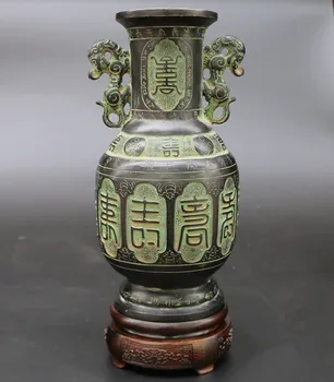 

Bronze archaize furnishing articles two tigers vases, antique antique decorative arts and crafts shou