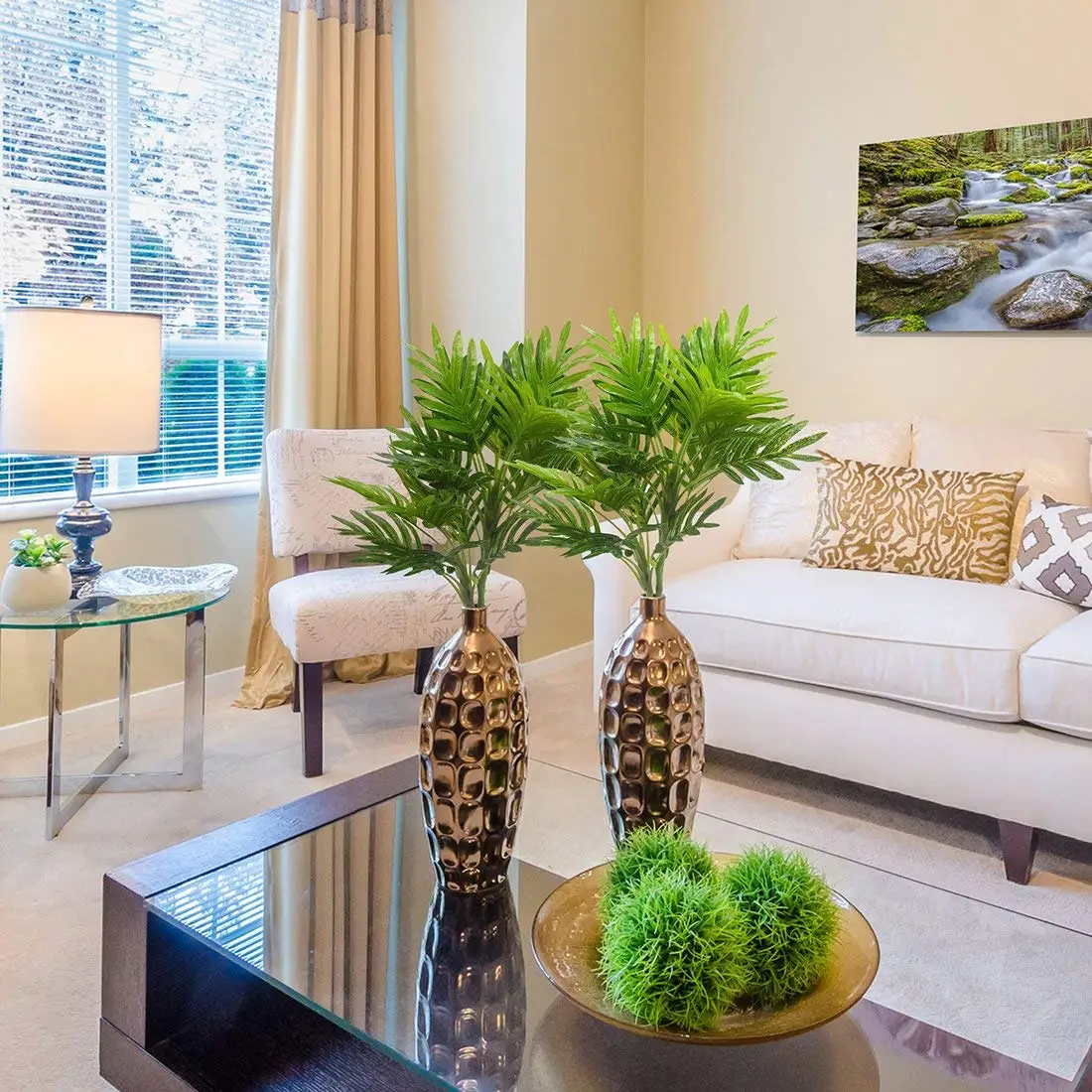 Искусственные растения пальмовое зеленое дерево для домашнего декора, сада, патио украшения набор из 2