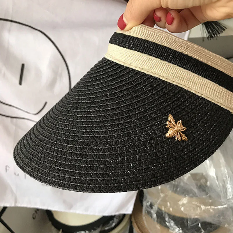 

3 Colors Baby Hat Summer Straw Visor Cap for Kids and Adult Bee Sun Cap Beach Cap Hat for Boys Girls Family Look