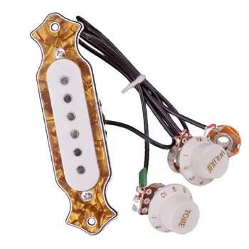 

New Yellow brown Guitar Sound Hole Pickup Prewired Wiring Harness for 4 & 6 String Cigar Box