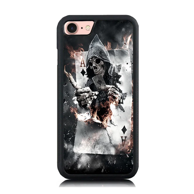 Fire Card Skeleton Burning Music Guitar Art Print Protective Shell Skin Phone Case For iPhone 8 8Plus 7 7Plus Back Cover | Мобильные