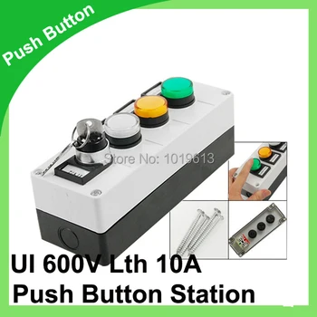 

12V White Orange Green LED Lamp 1NO 1NC Keylock Rotary Switch Push Button Station