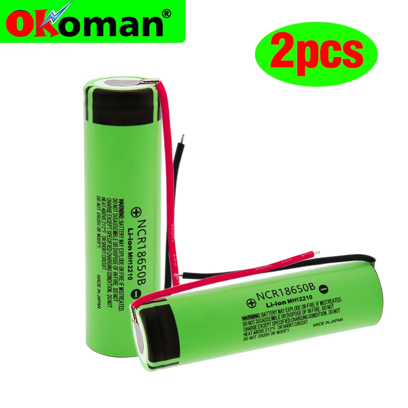 New 18650 battery 3400mah 3.7v lithium battery for NCR18650B 3400mah Suitable for Panasonic flashlight battery+ diy wire