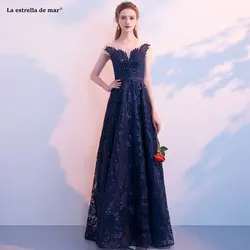 Vestidos de dama de honor mujer новинка из кружева, с вырезом на шее с короткими рукавами трапециевидной формы XL, красный, тёмно-голубое платье для