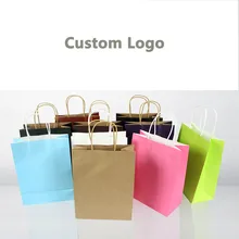 1000 шт/партия 21Hx15x8cm изготовленный на заказ логотип крафт-бумажный пакет для свадебного подарка или продуктов вторичной переработки сумки для покупок с ручками