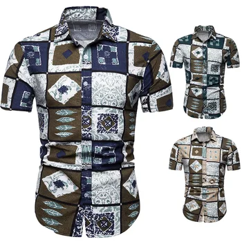 

Mens Summer Beach Hawaiian Shirt 2019 Brand Short Sleeve Plus Size Men Casual Holiday Vacation Floral Shirts Camisa Masculina