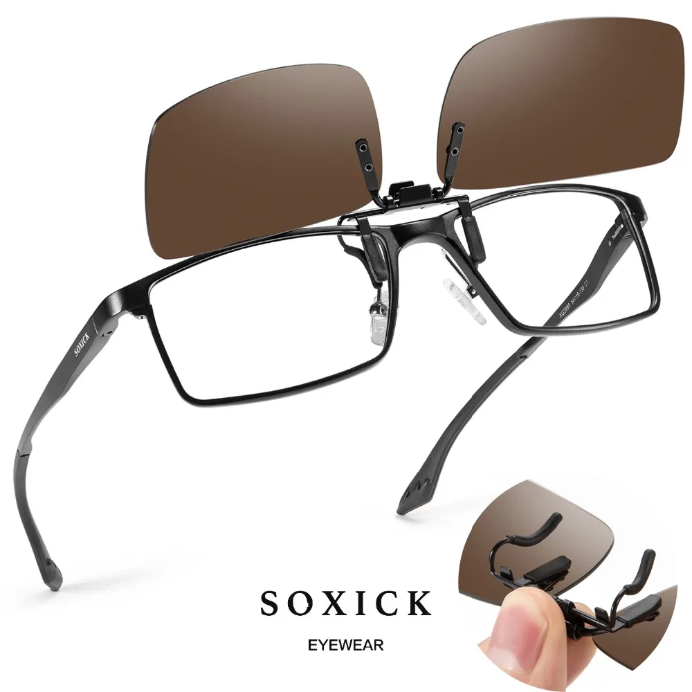 Soxick Unisex Clip on Polarized Rimless Sunglasses Flip Up Sunglasses