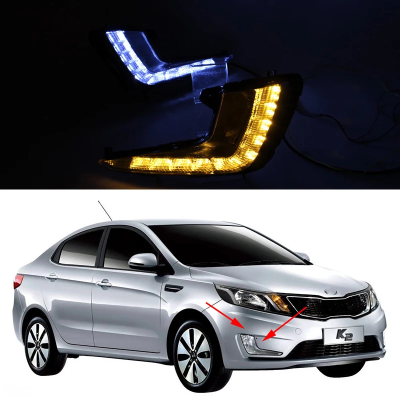 Car Flashing 1Pair DRL For KIA K2 RIO 2011 2012 2013 2014 Daytime