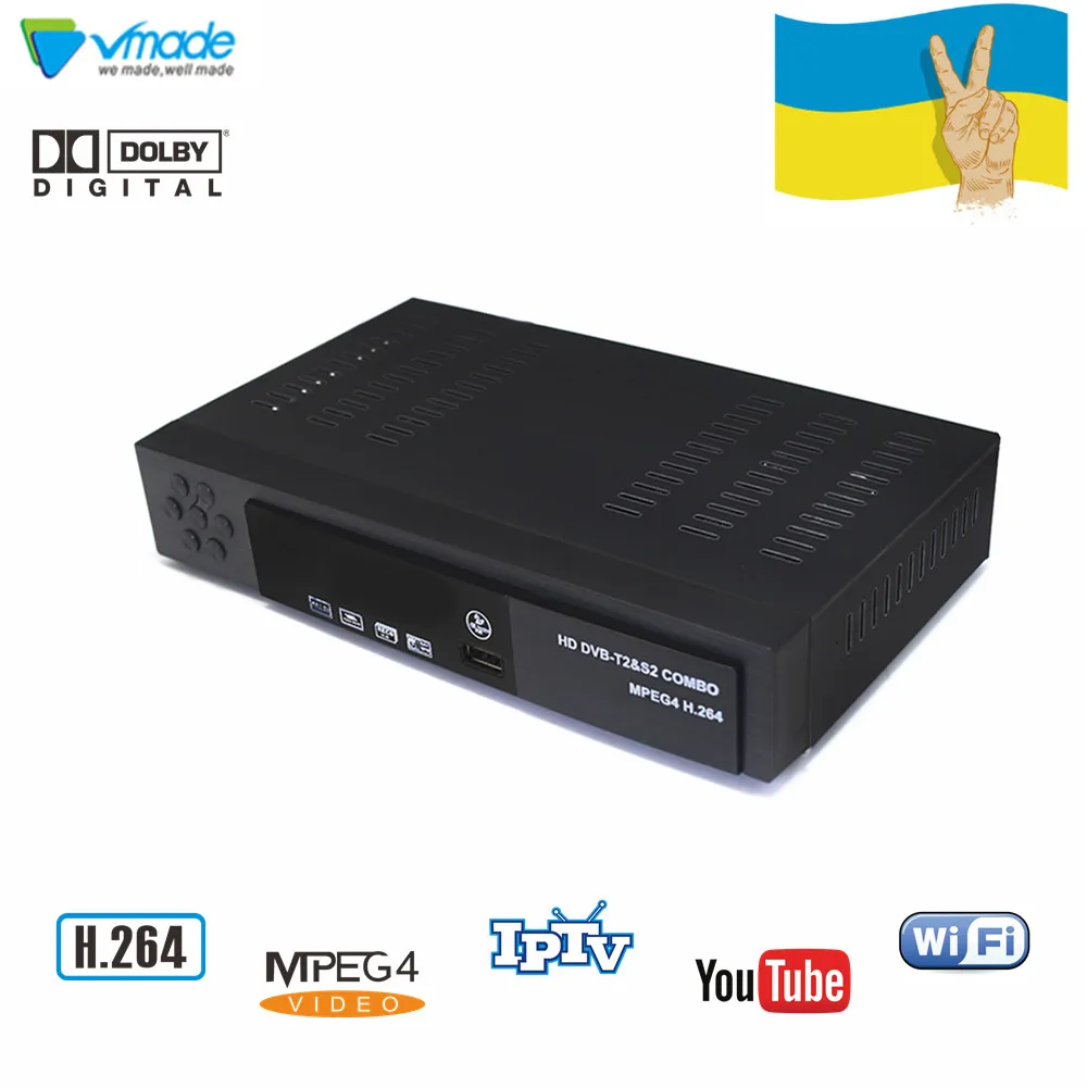 Vmade DVB-T2/S2 комбо H.264 MPEG4 HD цифровой наземный спутниковый ресивер Поддержка Cccam Youtube Biss IPTV Box Лидер продаж Украина