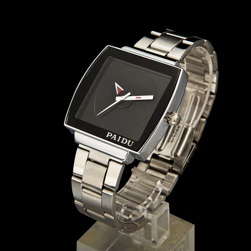 Топ продаж Новые черные кварцевые наручные часы из нержавеющей стали мужские часы модный стиль КРУТЫЕ! C1097