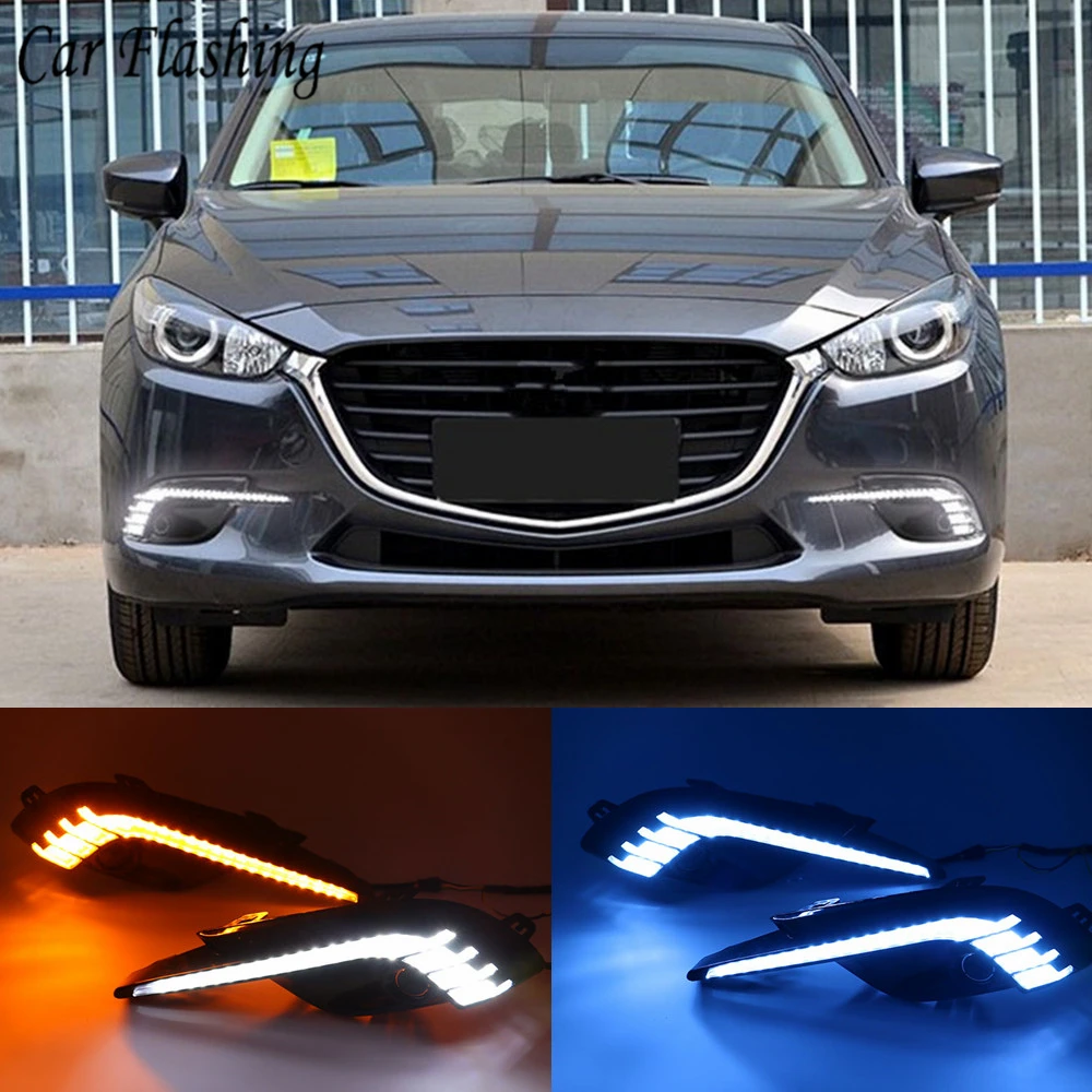 Дневные ходовые огни для Mazda 3 Mazda3 Axela 2017 2018 противотуманные фары с крышкой 12 В