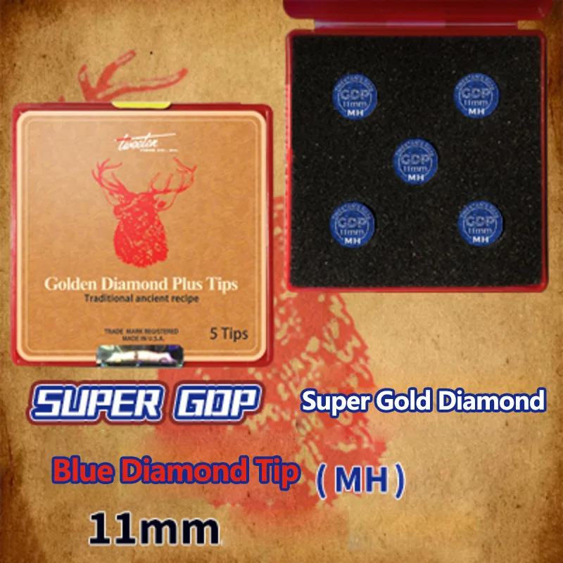 Супер золотые алмазные синие наконечники с аутентичным американским синим алмазным логотипом как знак безопасности отличный наконечник кия, аксессуары для бильярда - Цвет: 11mm MH 5in1box