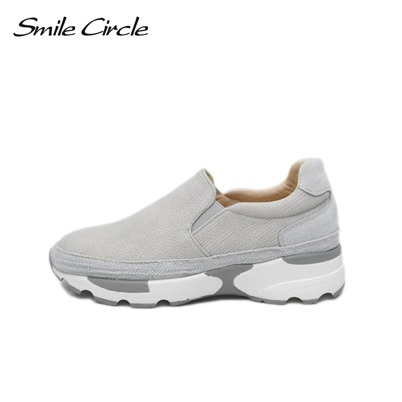 Moda Círculo Planos Punta Nueva blanco De gris Deporte Sonrisa Negro Redonda Las Plataforma A1b015 Mocasines Zapatillas Mujeres Casuales Primavera Zapatos 2018 48PEdq