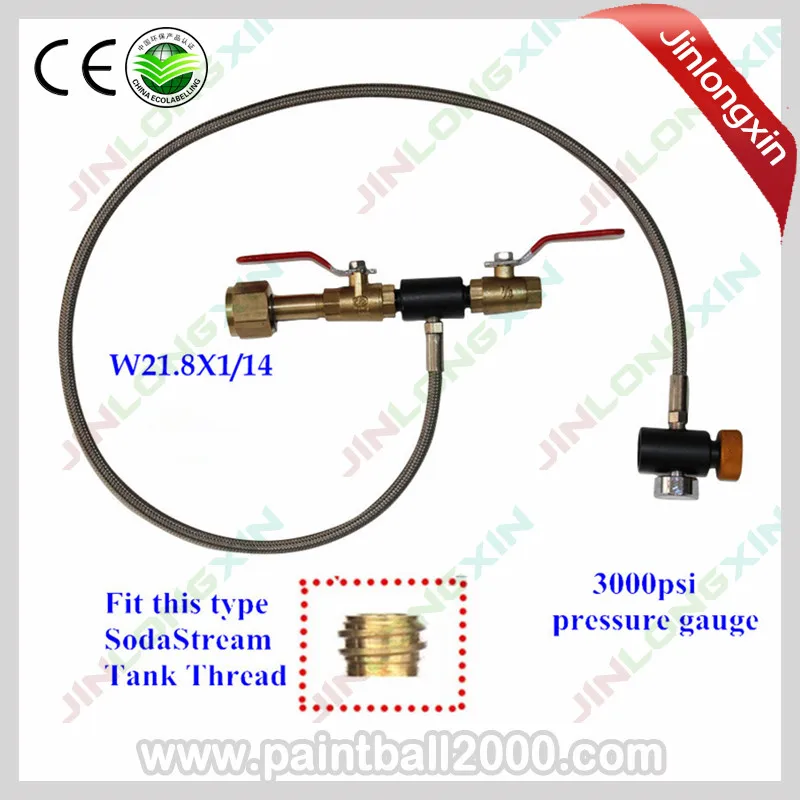 SPUNKY W21.8X1/14 резьба 3" шланг высокого давления Co2 заполняющая станция для наполнения SodaStream бак с манометром - Цвет: Sodastream Fill Hose