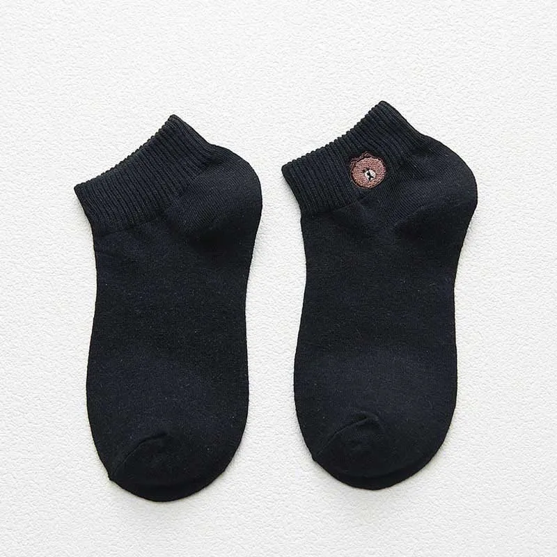 Новинка; однотонные короткие носки для отдыха с закрытым носком; дышащие удобные женские Короткие Носки с рисунком медведя; Chaussettes