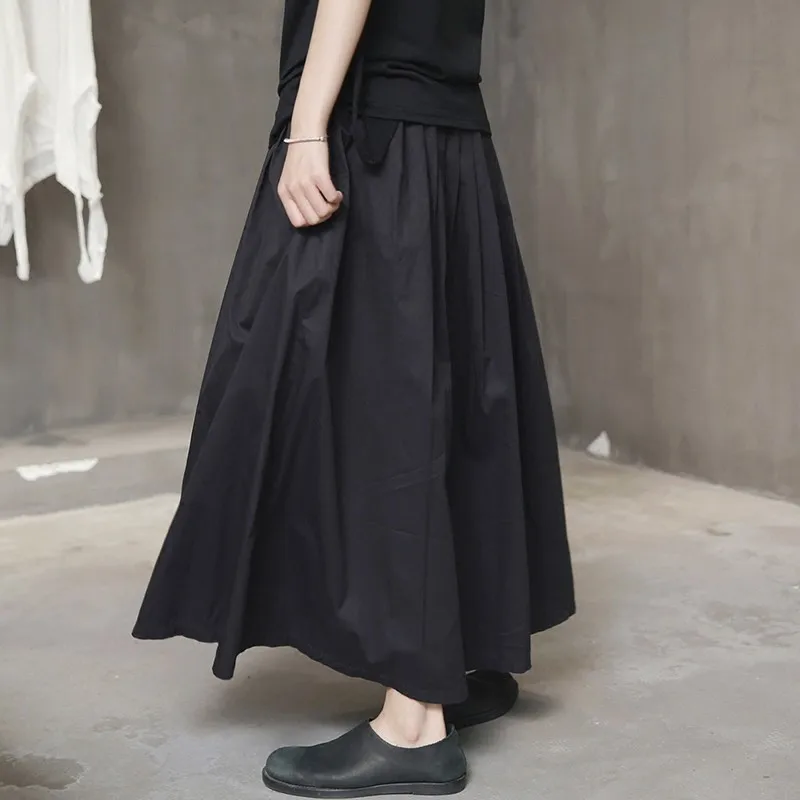 [EAM] 2018 Autumn New Fluffy Fold Cotton Solid Color Black Big Swing Pocket Half-body Skirt Women Y90201S
